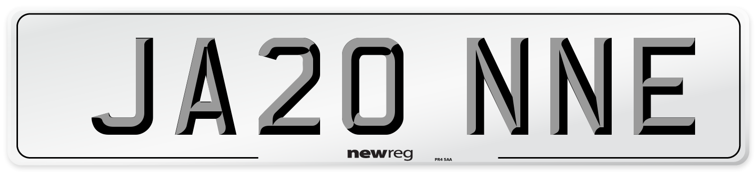 JA20 NNE Number Plate from New Reg